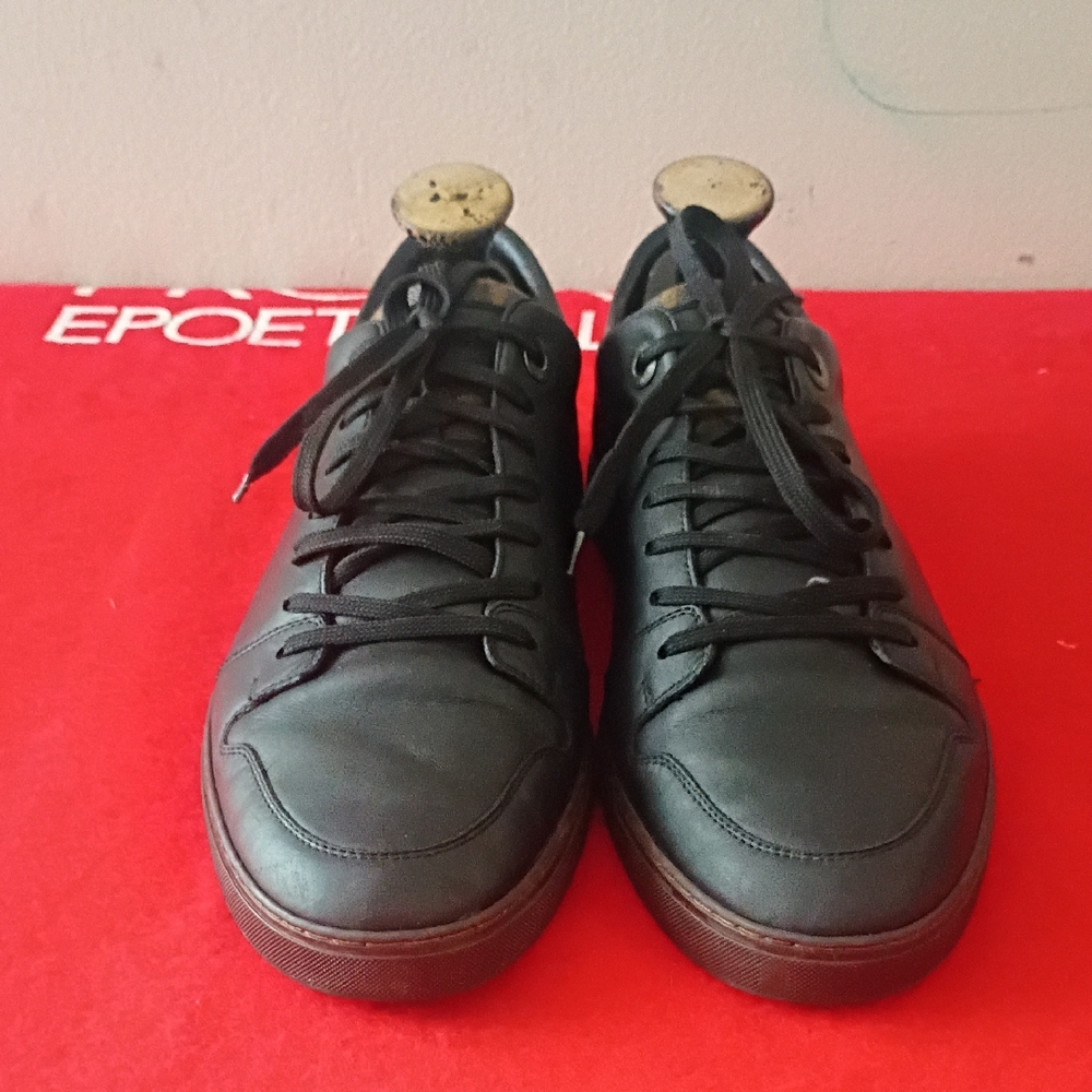 Black Leather Men's Sneakers
